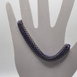 Titanium and purple aluminum  dragon back chainmaille bracelet