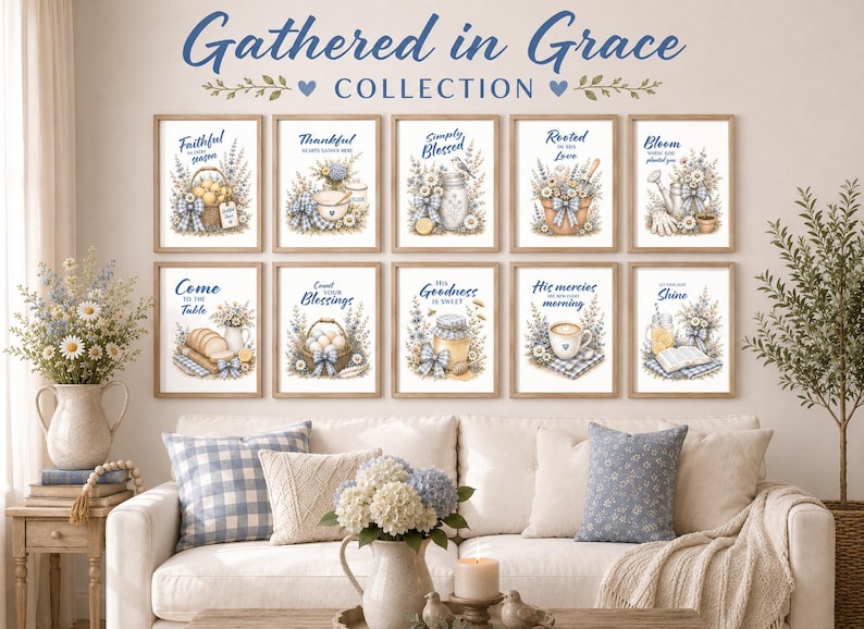 Gathered in Grace — Christian Art Prints (Set of 10)