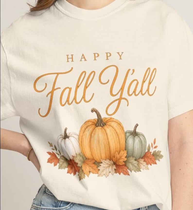Happy Fall Y'all Pumpkin Trio — watercolor autumn t-shirt