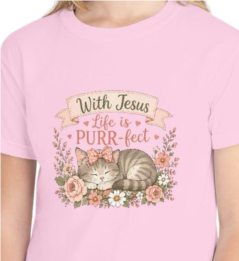 With Jesus Life Is Purr-fect — Cat Tee