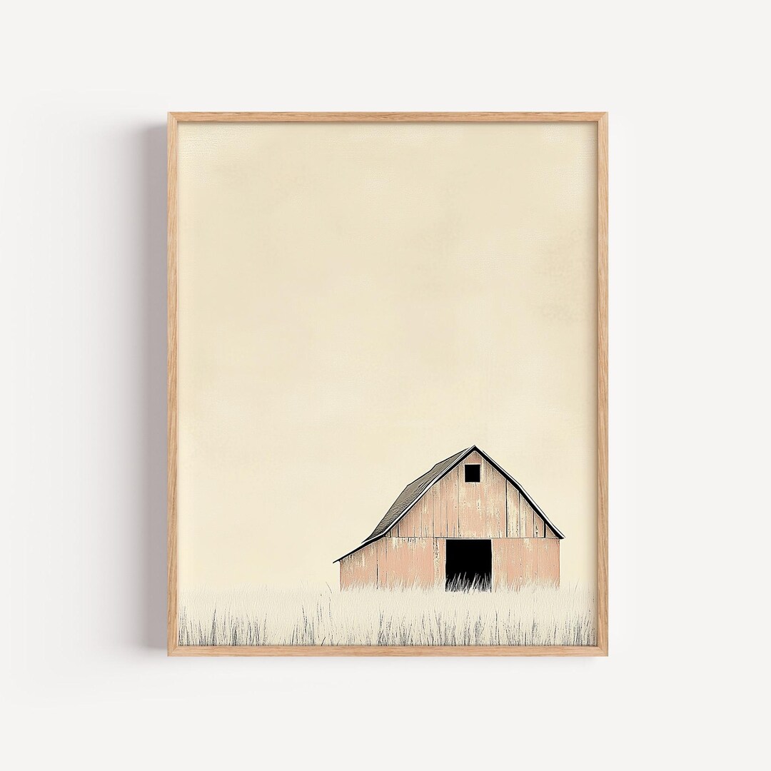 Weathered Barn Watercolor Print – Minimalist Rustic Farmhouse Wall Art ...