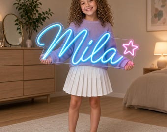 Insegna personalizzata con nome per bambini, insegna al neon a LED con nome, insegna al neon per la cameretta dei bambini, insegne estetiche, regalo di compleanno per bambini, insegne con nome, insegna al neon personalizzata con nome
