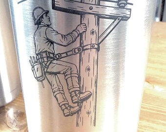 Personalized Lineman Tumbler, Electrical Lineman Gift, Utility Worker Cup, Journeyman Lineman Gift, Custom Engraved Tumbler