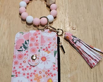Women’s Boho Beaded Wallet Keychain, Wristlet Card Holder Purse, Cute Small Wallet, Trendy Bohemian Gift for Women