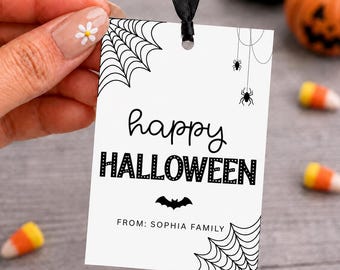 Happy Halloween Gift Tag, Personalized Halloween Treat Tag, Printable Halloween Candy Tag, Custom Halloween Gift Tag, Trick or Treat Favor