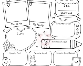 All About Me Worksheet Printable, Back to School Activity for Kids, First Day of School Questionnaire, Preschool & Kindergarten PDF Digital