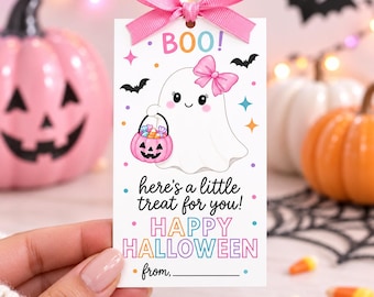 Halloween-Geschenkanhänger, niedlicher Geister-Geschenkanhänger, Vorlage zum Ausdrucken, Anhänger für Süßigkeitentüten, Anhänger für Halloween-Geschenkkörbe, Gastgeschenk für Halloween, digitaler Download