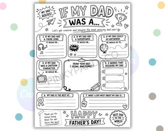 Alles über meinen Vater zum Ausdrucken, lustiger Vatertags-Fragebogen für Kinder, Vater-Interview-Tätigkeitsblatt, Geschenk für Vater, Füllen Sie das leere Spiel aus