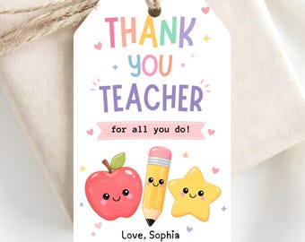 Etichette di ringraziamento modificabili per la Settimana di apprezzamento degli insegnanti / Etichette di fine anno scolastico per gli insegnanti / Regalo per gli insegnanti da parte degli studenti / Download immediato