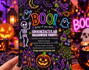 Halloween Party Invitation, Spooktacular Halloween Invite, Editable Canva Template, Kids Halloween Party Invite, Spooky Invitation Digital