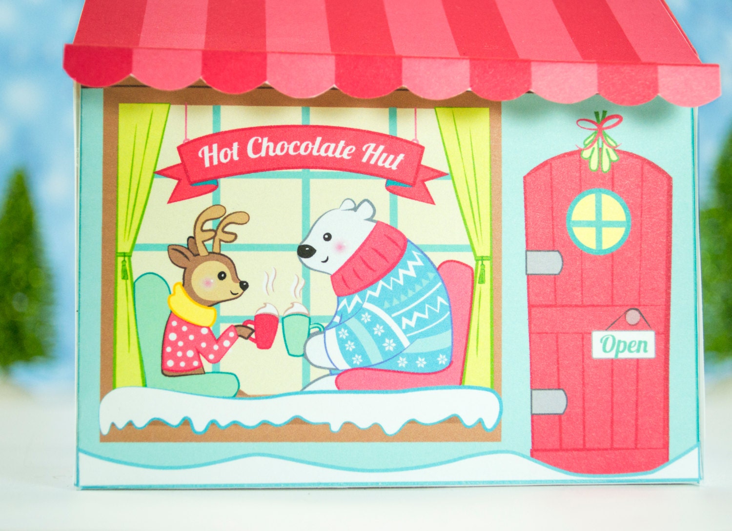 Printable Hot Chocolate Hut Gift Box Christmas Gift Box DIY Etsy