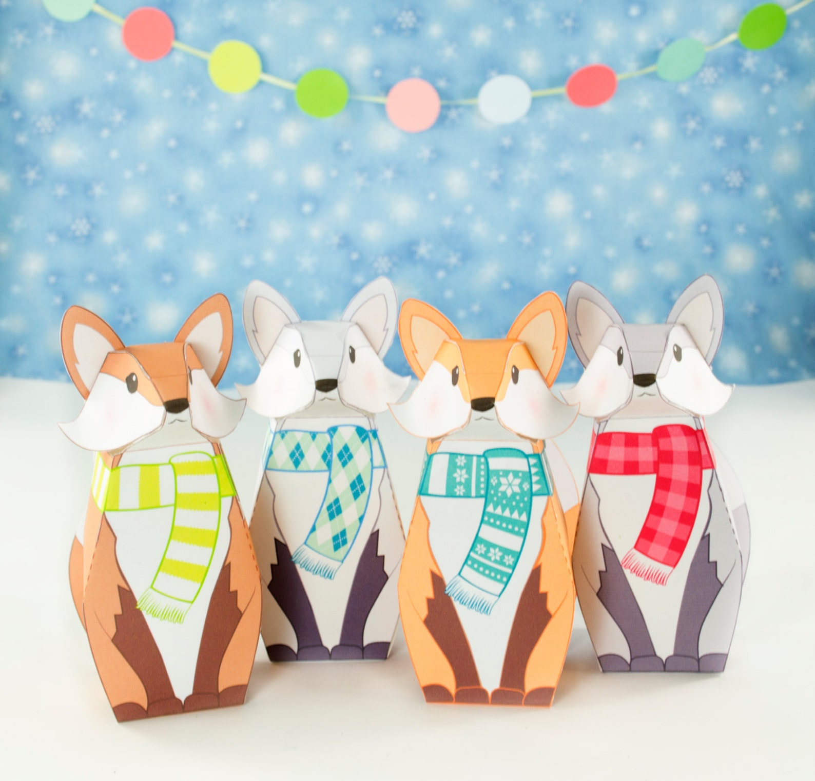 Printable Winter Fox Gift Boxes DIY Christmas Party Favor Etsy