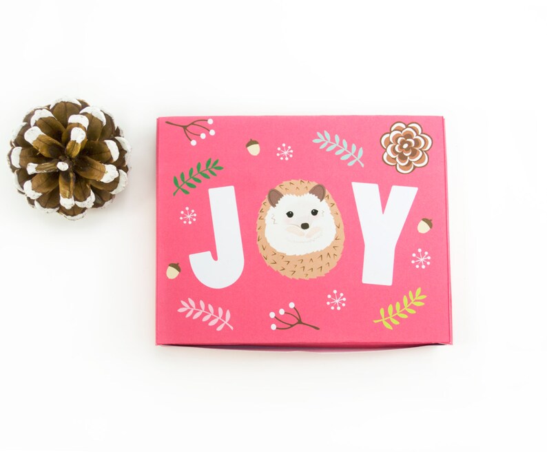 Printable Hedgehog Christmas Cookie Boxes Set of 3 DIY Christmas gift boxes with matching gift tags