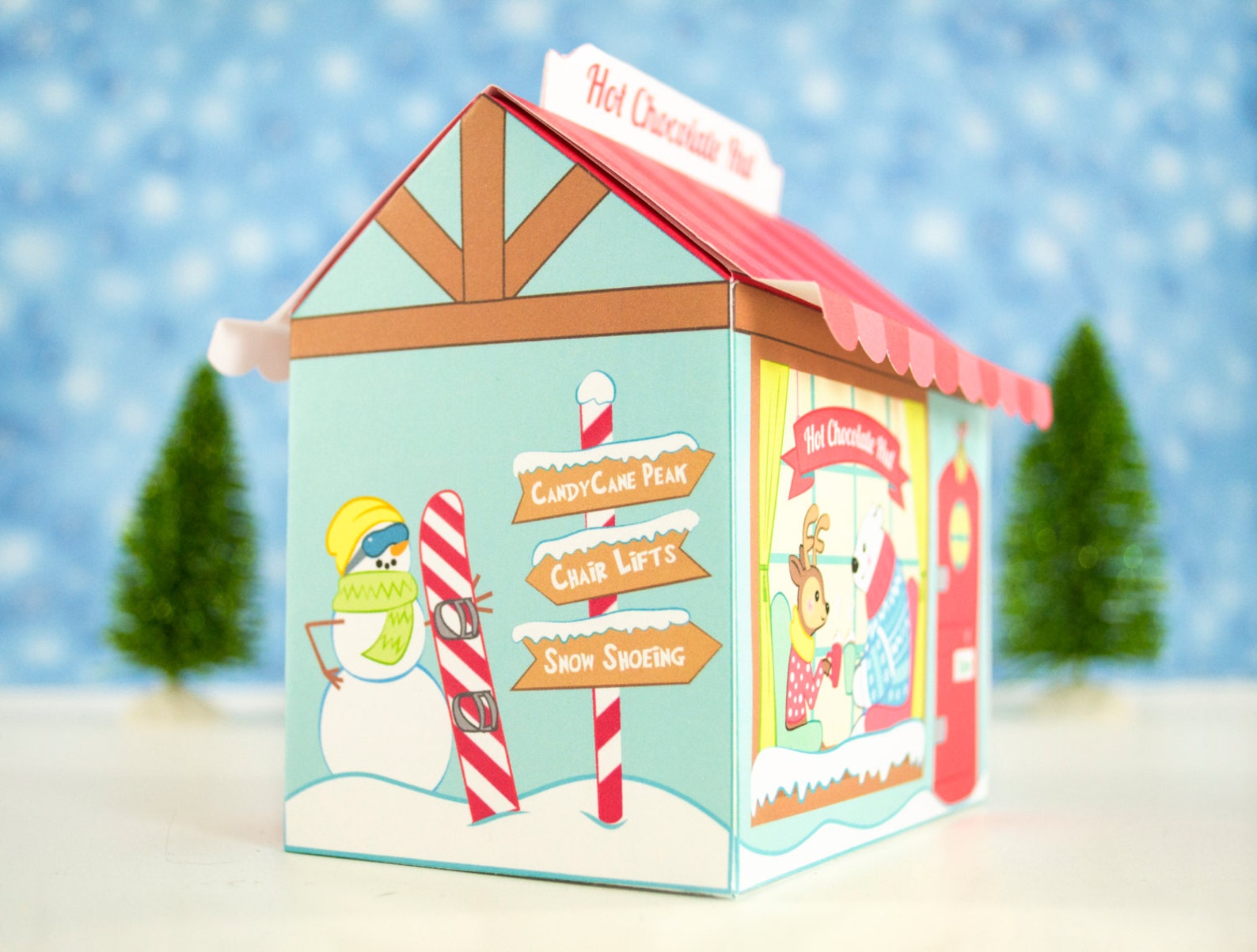 Printable Hot Chocolate Hut Gift Box Christmas Gift Box DIY Etsy