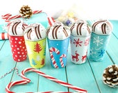 Printable Mini Hot Chocolate Cup Gift box, stocking stuffer, holiday party favor, gift wrap