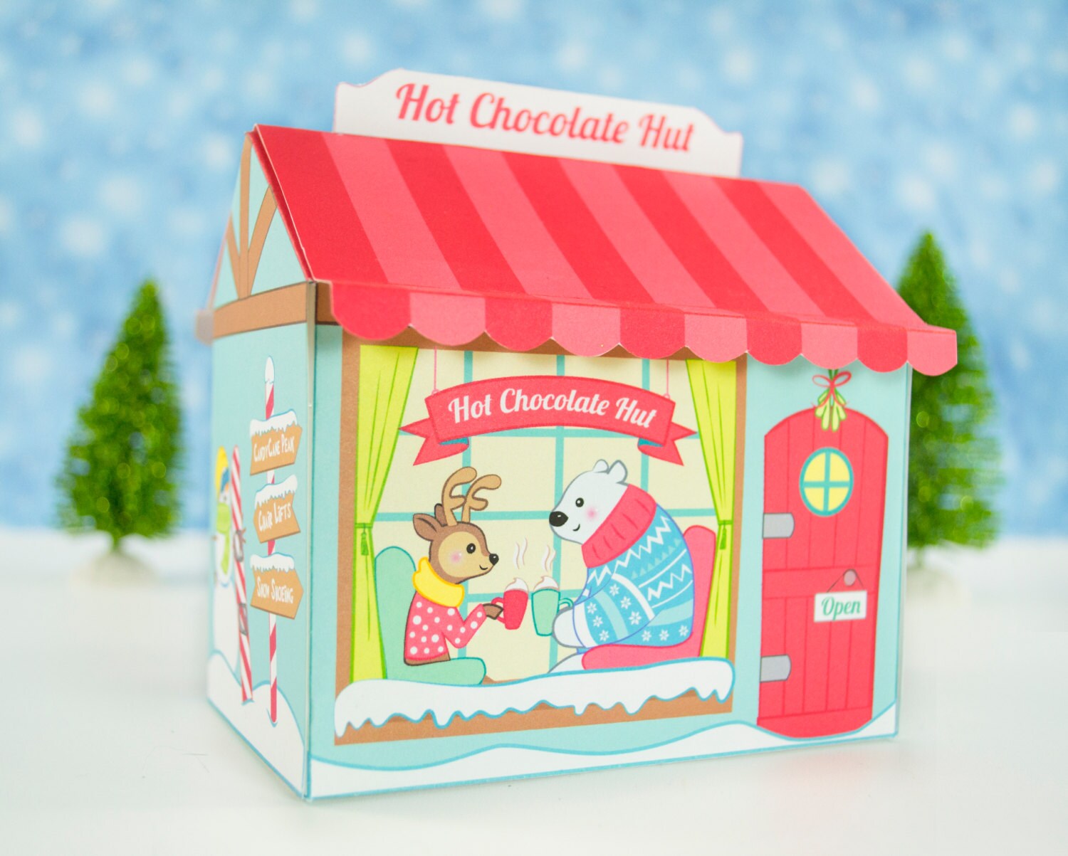 Printable Hot Chocolate Hut Gift Box Christmas Gift Box DIY Etsy