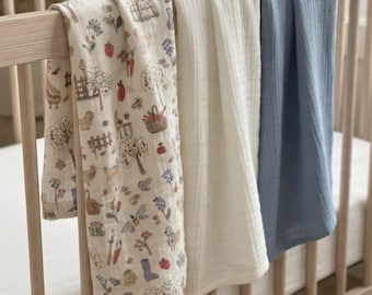 Set of 3 Muslin Swaddle Blankets | 100% Cotton, Soft, Breathable Baby Wraps