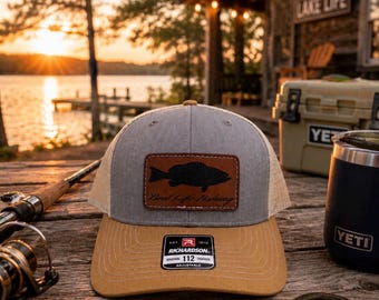 Gorra de camionero Richardson 112, gorra de pesca con parche de cuero, sábalo, róbalo y corvina roja.