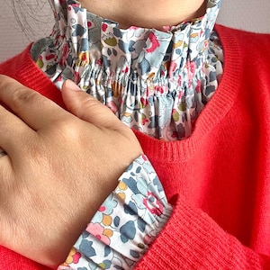 Afneembare Victoria-kraag en omkeerbare manchetten, Liberty of London, chique modeaccessoire, handgemaakt in Frankrijk, verjaardagscadeau
