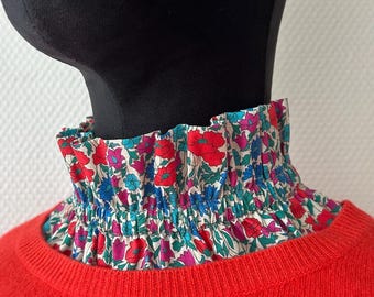 Colletto Victoria removibile, colletto a balze, stampa Liberty, elasticizzato, accessori da donna
