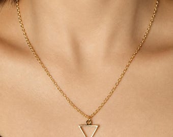Minimalist Triangle Pendant Necklace, Gold Geometric Necklace for Women, Dainty Everyday Jewelry, Gift for Her