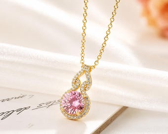 Pink Snowflake Flower Necklace, Titanium Steel Necklace for Women, Gold Floral Pendant, Korean Style Jewelry, Gift for Her