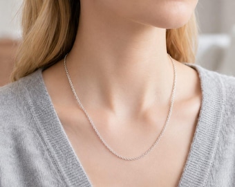 925 sterlingzilveren Italiaanse rolo-ketting, echt zilveren minimalistische uniseks sieradencadeau