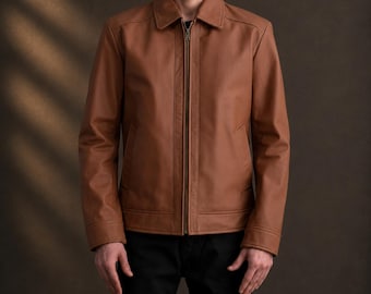 Men's Custom Leather Jacket, Goatskin Suede, Cowhide, Sheepskin Coat