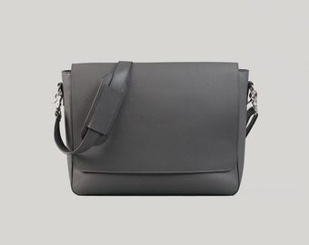 Genuine Leather Messenger Bag | 16" Laptop Work Satchel, Minimalist Style