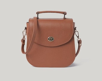 Vintage Full Grain Leather Saddle Bag, Handmade Crossbody purse