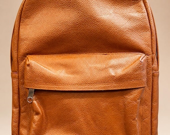 Full Grain Leather Backpack, Camel Brown, Unisex Travel Laptop Bag