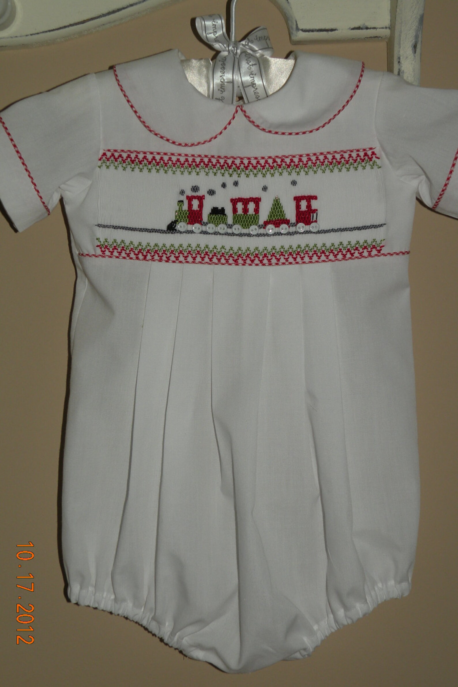 Baby Boy Hand Smocked Christmas Bubble Suit Etsy