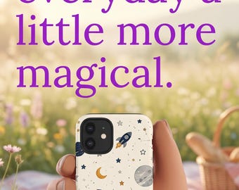 Space Rocket Pattern Tough Case | Planet Moon Stars Phone Cover