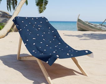 Navy Polka Dot Beach Towel | White Speckled Dot Pattern