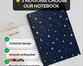 Star Constellation Pattern Notebook | Spiral Ruled Journal
