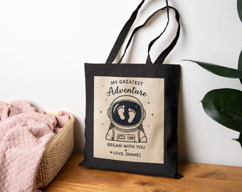 My Greatest Adventure Astronaut Baby Feet Tote Bag | Personalized Nursery Tote