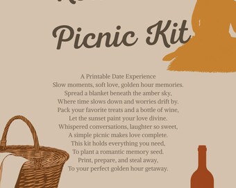 Romantic Picnic Kit | Date Night Printable Recipes, Prompts (PDF Download)
