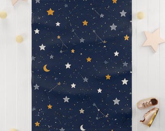 Night Sky Stars Moon baby blanket | constellation fleece blanket