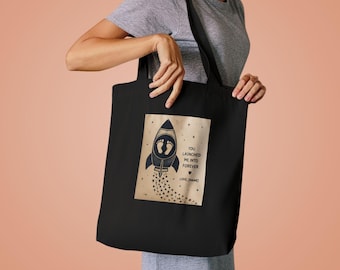 Personalized Baby Shower Rocket Tote Bag | Mom Motherhood Canvas Gift