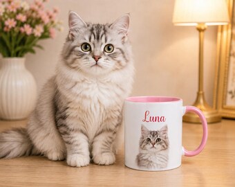 Aangepaste huisdiermok vanaf foto + naam – Gepersonaliseerde hond en kat foto koffiekopje, aangepaste huisdiermok, hond moeder cadeau, kat vader cadeau, nieuwe hond mok
