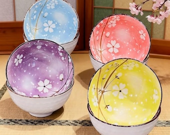 Ceramic Bowls, Japanese Cherry Blossom Snack, 10oz Dessert,Set of 6
