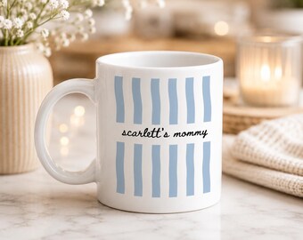 Mok nieuwe moeder: op maat gemaakte koffiekop met strepen – cadeau voor eerste keer moeder, cadeau nieuwe ouder, cadeau moeder, cadeau toekomstig moeder, cadeau nieuwe baby voor moeder