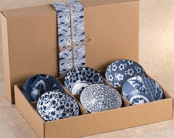 Ceramic Bowls Japanese Pottery Bowl with Gift Box Ceramic Soup Bowls Porcelain Serving Bowls 300ml Set of 6