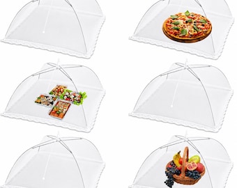 Food Cover Tent Set of 6 | 17 Inch Pop Up Food Net Covers | Reusable Food Domes for Outdoor Parties, Picnics, BBQs, Camping & Garden Dining