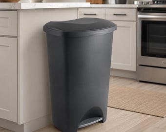 50L Kitchen Trash Can, Foot Pedal, Space Saving Bin, UK Made Plastic Waste Basket