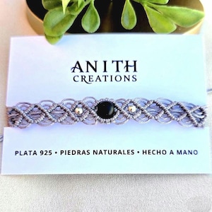 Macrame Bracelet - Natural Stone - boho jewelry - Bracelet silver and natural stone - Macrame Jewelry - DIAMOND WAVES BRACELET