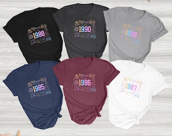 Personalized 1989 Birthday Shirt Custom Year Retro 80s 90s Gift Tee