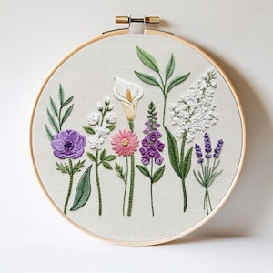 Paquete estabilizador de flores silvestres para bordado a mano Stick and Stitch / Transferencia de bordado lavable / Material de costura para principiantes n.º 13