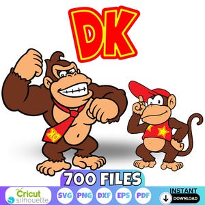 Paquete de archivos SVG de Donkey Kong para Cricut y Silhouette - Imágenes prediseñadas de videojuegos (Descarga instantánea)