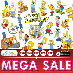The Simpsons 100 Designs SVG Bundle - Cartoon Clipart - Homer, Marge, Bart and more (Craft Supply)